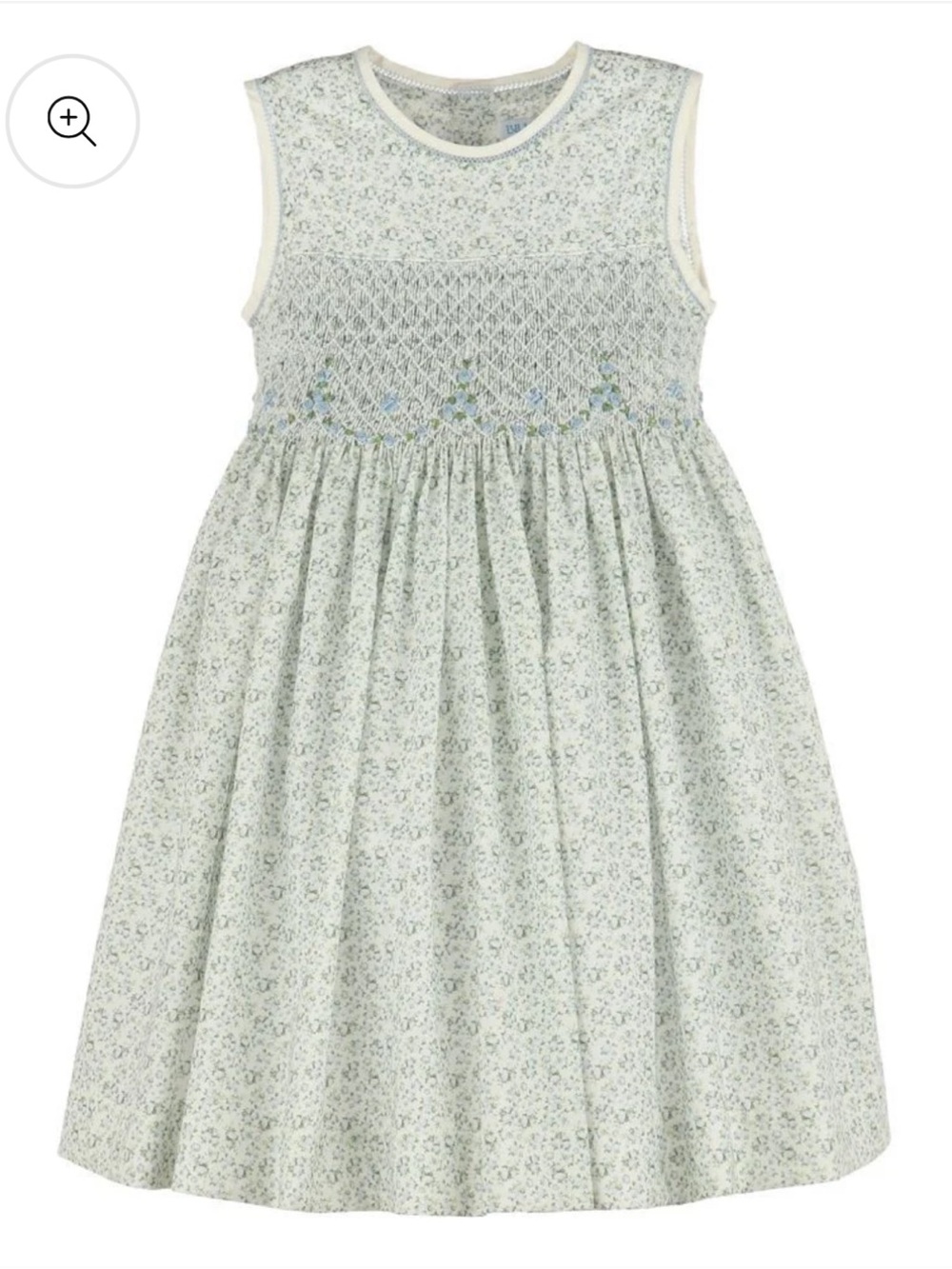 Luli & Me Mint Green Floral Smocked Dress